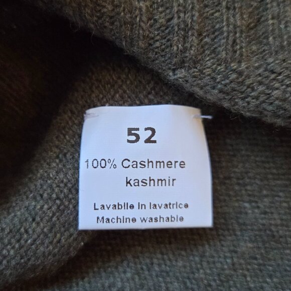 FLY3 100% Cashmere kaki crewneck sweater - Picture 8 of 9